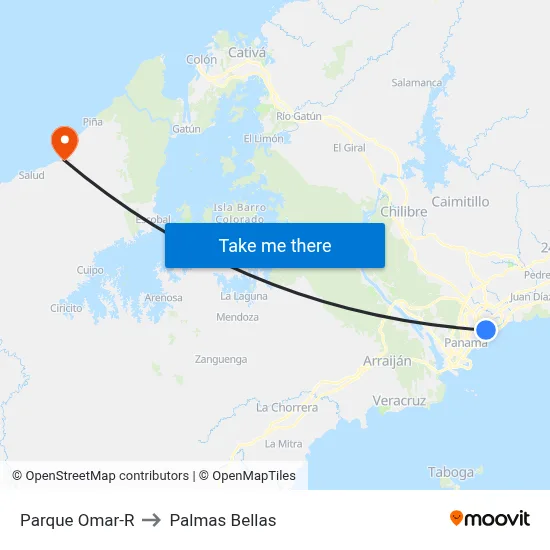 Parque Omar-R to Palmas Bellas map