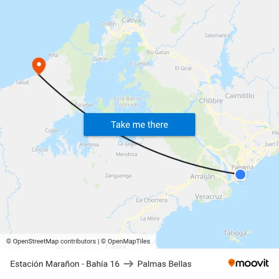 Estación Marañon - Bahía 16 to Palmas Bellas map