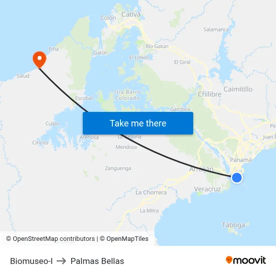 Biomuseo-I to Palmas Bellas map