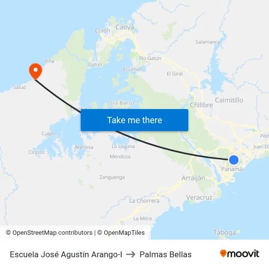 Escuela José Agustín Arango-I to Palmas Bellas map