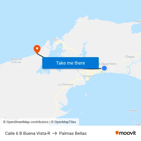 Calle 6 B Buena Vista-R to Palmas Bellas map