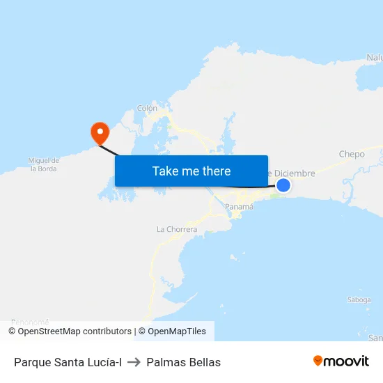 Parque Santa Lucía-I to Palmas Bellas map