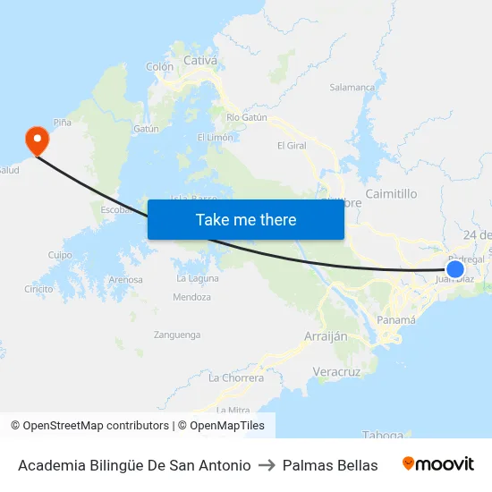 Academia Bilingüe De San Antonio to Palmas Bellas map