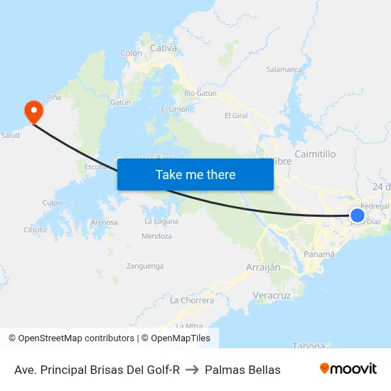 Ave. Principal Brisas Del Golf-R to Palmas Bellas map