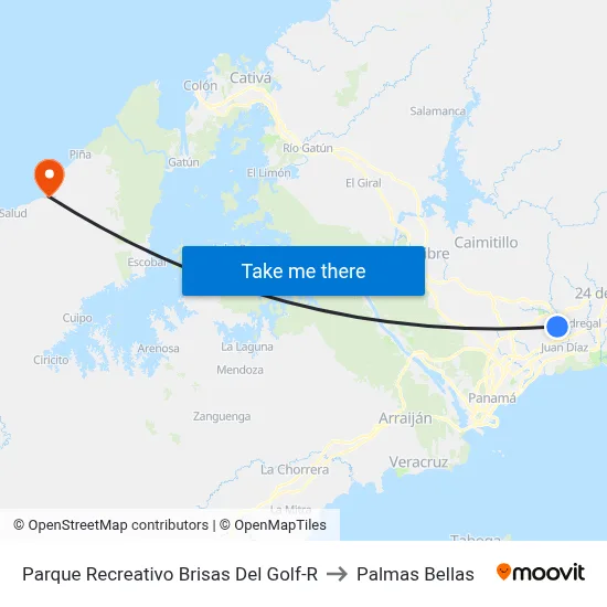 Parque Recreativo Brisas Del Golf-R to Palmas Bellas map