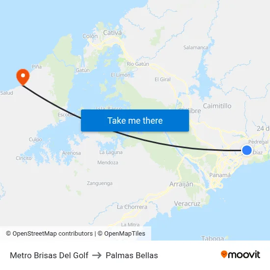 Metro Brisas Del Golf to Palmas Bellas map