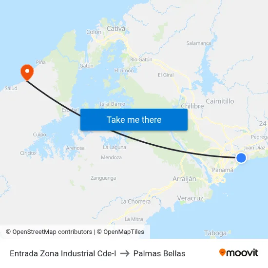 Entrada Zona Industrial Cde-I to Palmas Bellas map