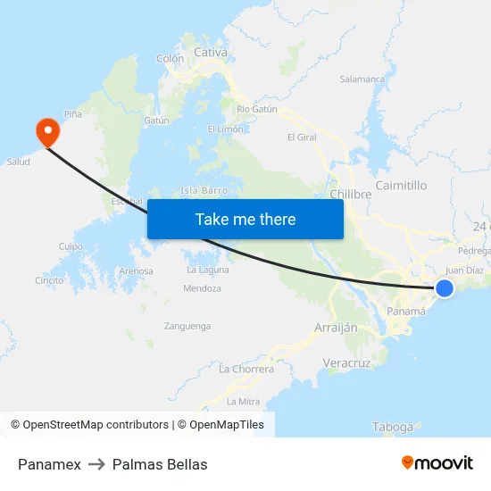 Panamex to Palmas Bellas map