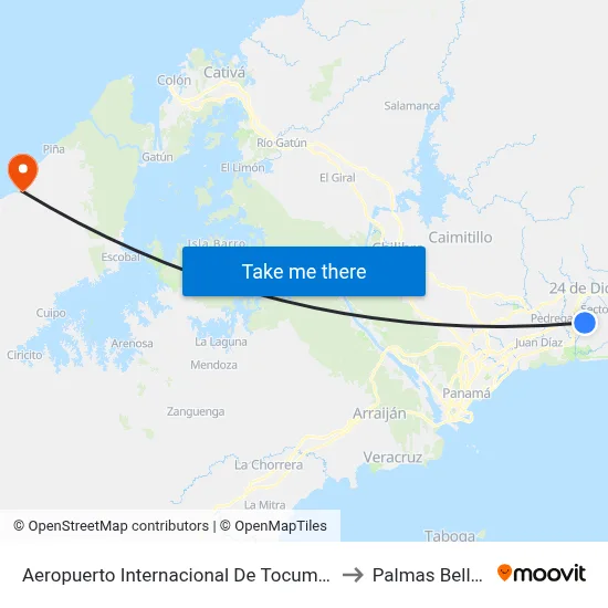 Aeropuerto Internacional De Tocumen to Palmas Bellas map