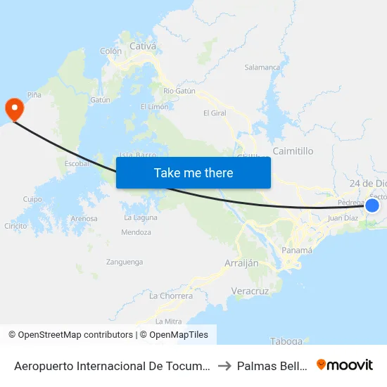 Aeropuerto Internacional De Tocumen to Palmas Bellas map