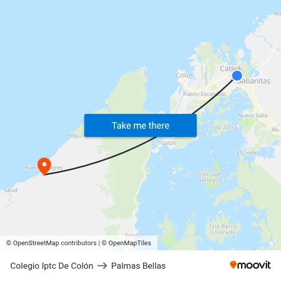 Colegio Iptc De Colón to Palmas Bellas map
