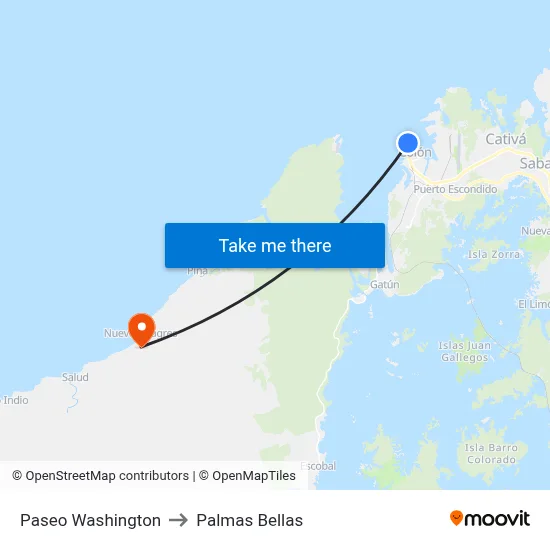 Paseo Washington to Palmas Bellas map