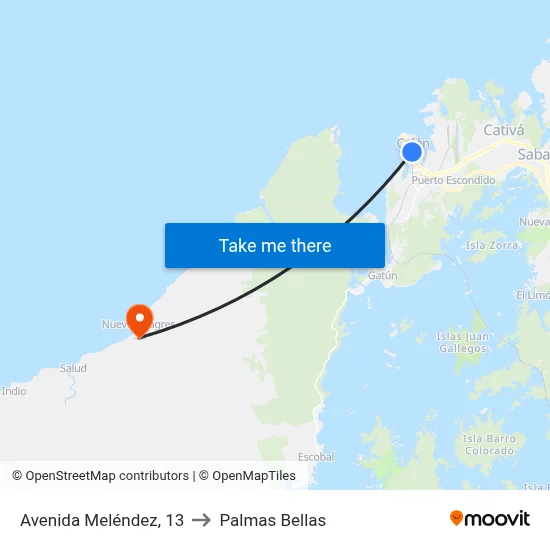Avenida Meléndez, 13 to Palmas Bellas map
