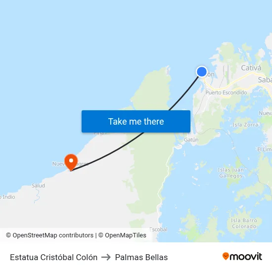 Estatua Cristóbal Colón to Palmas Bellas map
