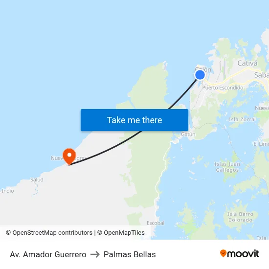 Av. Amador Guerrero to Palmas Bellas map