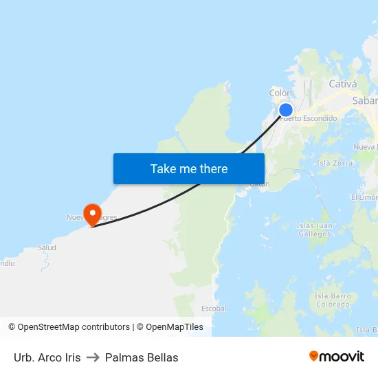 Urb. Arco Iris to Palmas Bellas map