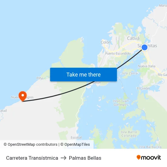 Carretera Transístmica to Palmas Bellas map