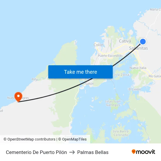 Cementerio De Puerto Pilón to Palmas Bellas map