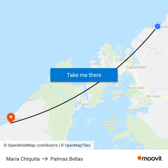 María Chiquita to Palmas Bellas map