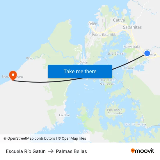 Escuela Río Gatún to Palmas Bellas map