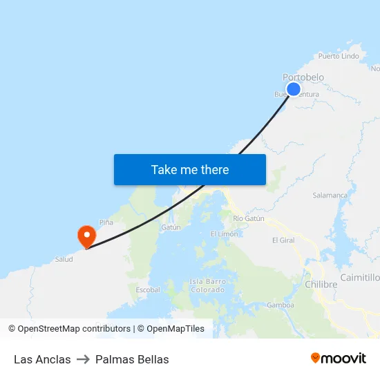 Las Anclas to Palmas Bellas map