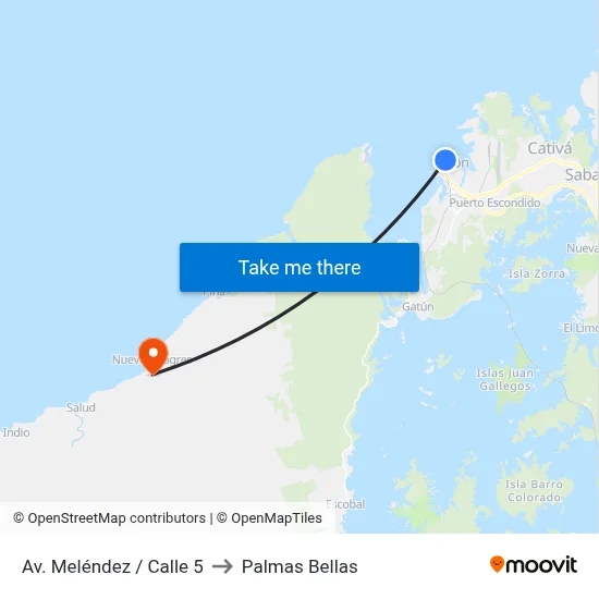 Av. Meléndez / Calle 5 to Palmas Bellas map