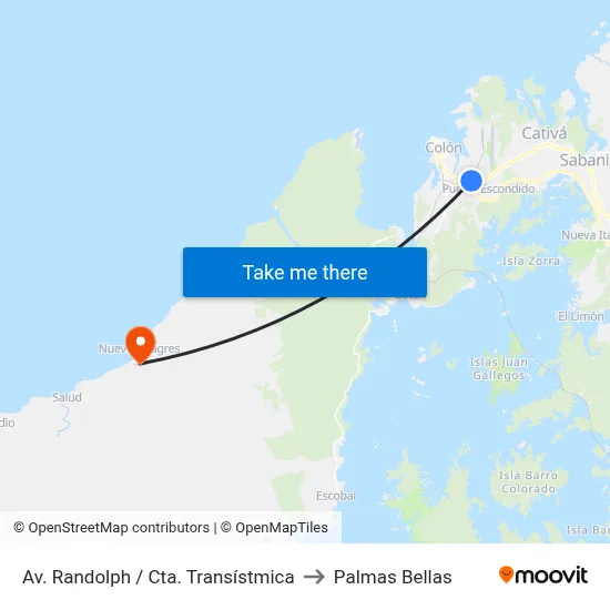 Av. Randolph / Cta. Transístmica to Palmas Bellas map