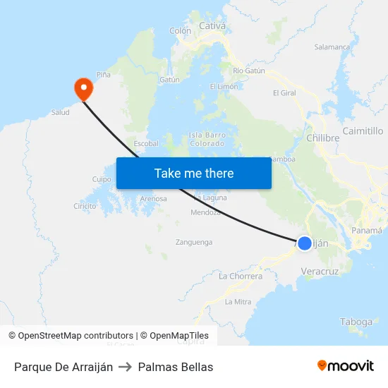 Parque De Arraiján to Palmas Bellas map
