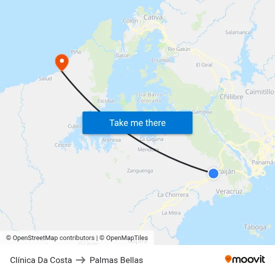 Clínica Da Costa to Palmas Bellas map