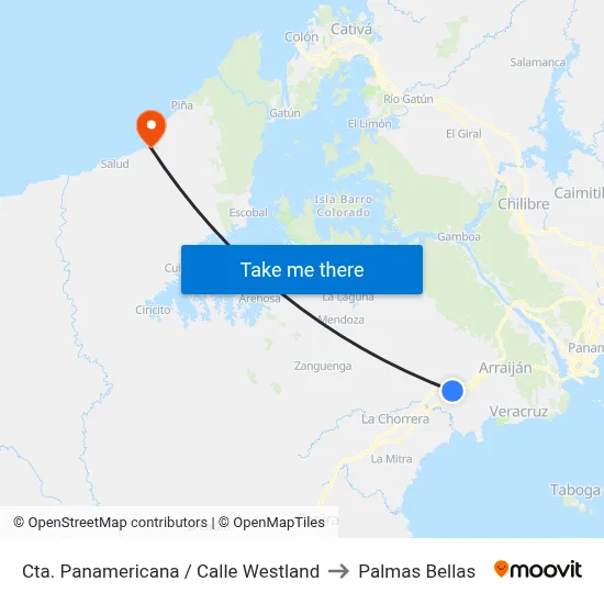 Cta. Panamericana / Calle Westland to Palmas Bellas map