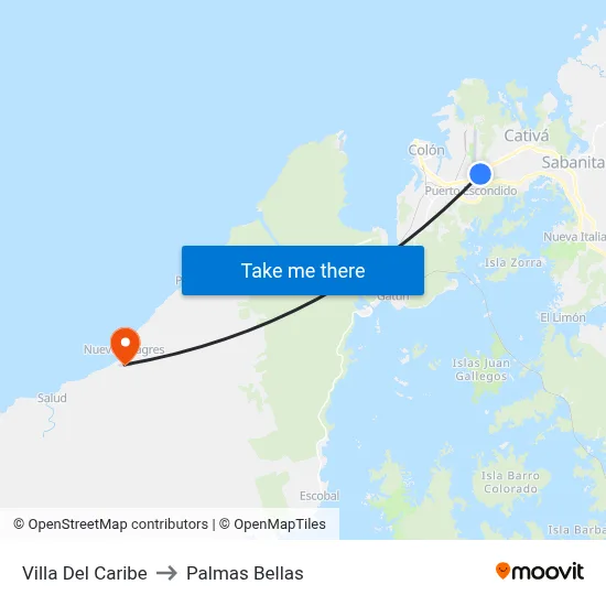 Villa Del Caribe to Palmas Bellas map