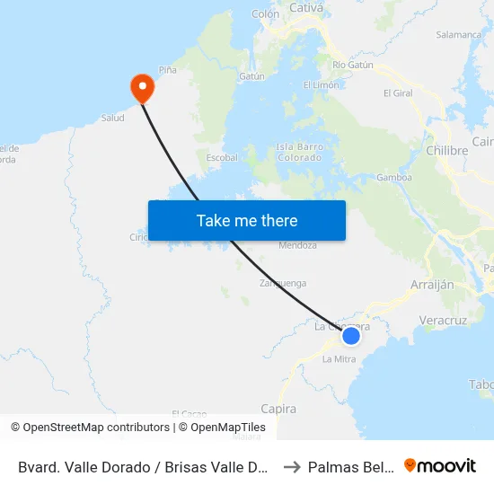 Bvard. Valle Dorado / Brisas Valle Dorado to Palmas Bellas map