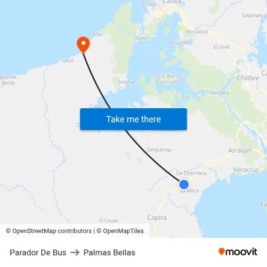 Parador De Bus to Palmas Bellas map
