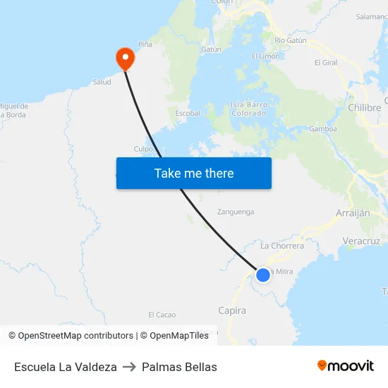 Escuela La Valdeza to Palmas Bellas map