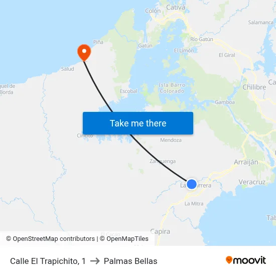 Calle El Trapichito, 1 to Palmas Bellas map