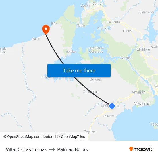 Villa De Las Lomas to Palmas Bellas map
