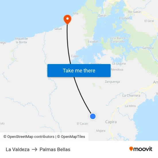 La Valdeza to Palmas Bellas map