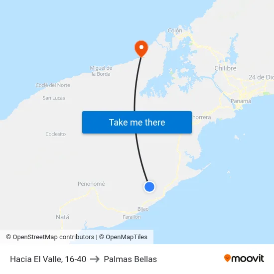 Hacia El Valle, 16-40 to Palmas Bellas map