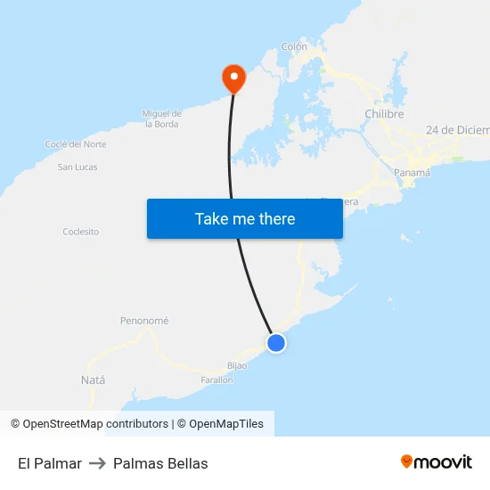 El Palmar to Palmas Bellas map