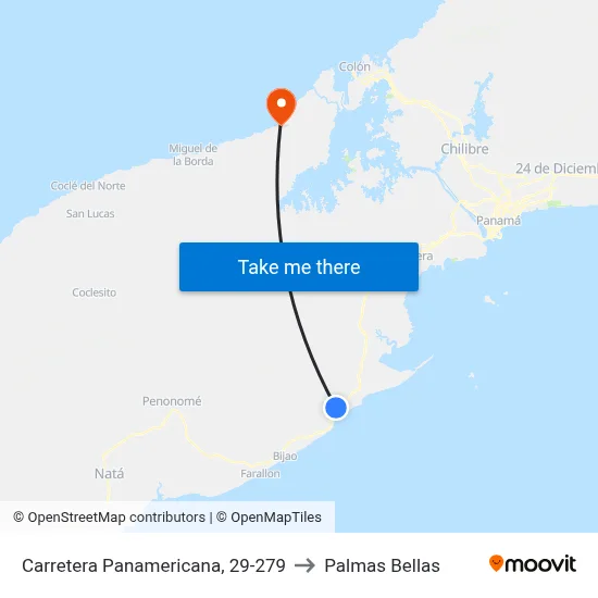 Carretera Panamericana, 29-279 to Palmas Bellas map