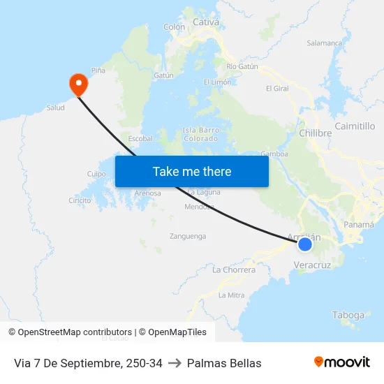 Via 7 De Septiembre, 250-34 to Palmas Bellas map