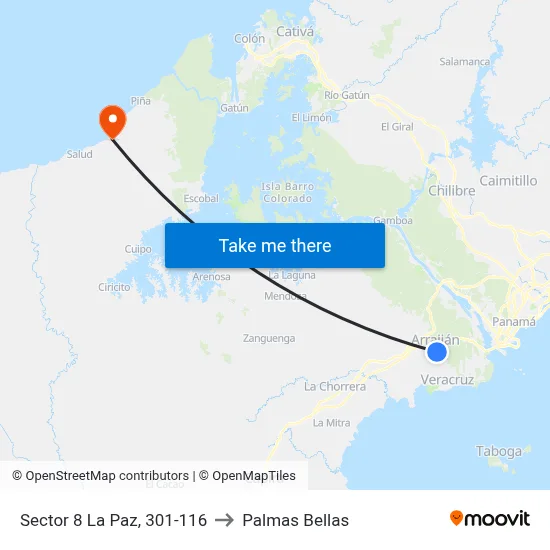 Sector 8 La Paz, 301-116 to Palmas Bellas map