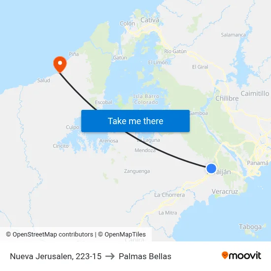 Nueva Jerusalen, 223-15 to Palmas Bellas map
