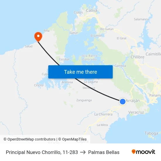 Principal Nuevo Chorrillo, 11-283 to Palmas Bellas map