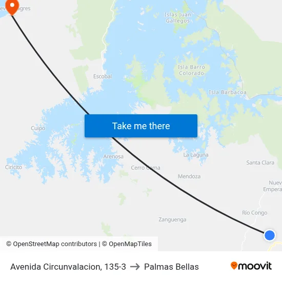 Avenida Circunvalacion, 135-3 to Palmas Bellas map