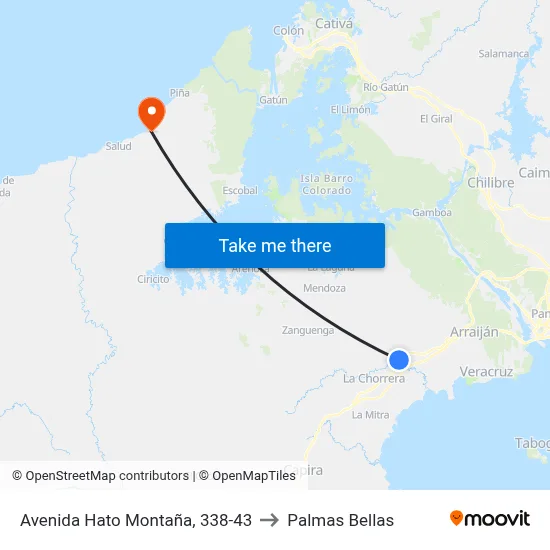 Avenida Hato Montaña, 338-43 to Palmas Bellas map
