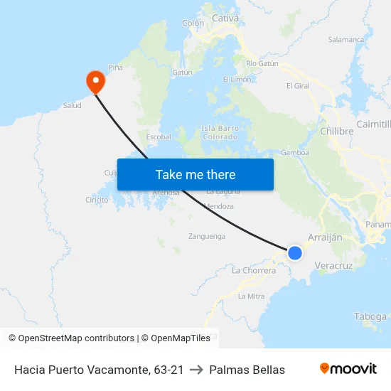 Hacia Puerto Vacamonte, 63-21 to Palmas Bellas map