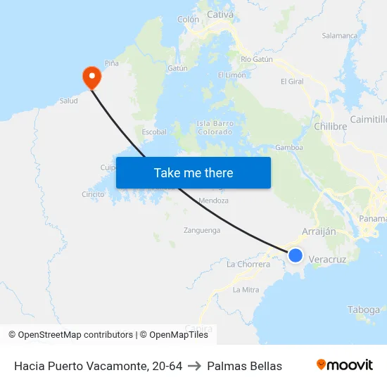 Hacia Puerto Vacamonte, 20-64 to Palmas Bellas map