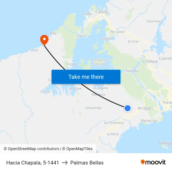 Hacia Chapala, 5-1441 to Palmas Bellas map