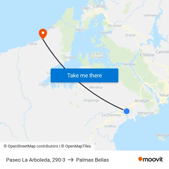 Paseo La Arboleda, 290-3 to Palmas Bellas map